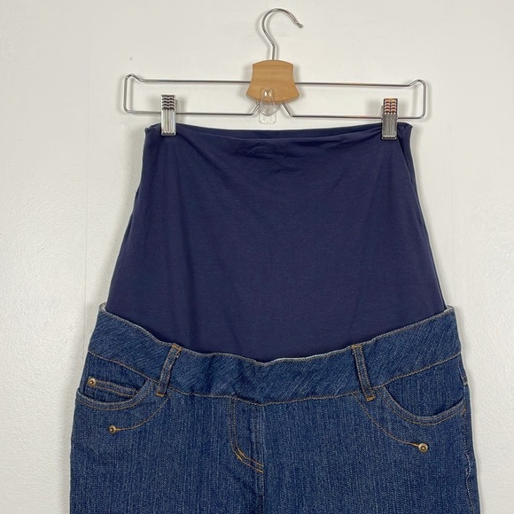 Mummy Long Legs Matenity Jeans womens 14/16 Wide Leg 7 Pockets Blue Pants - Picture 4 of 10
